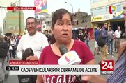 Vía de Evitamiento: caos vehicular por derrame de aceite