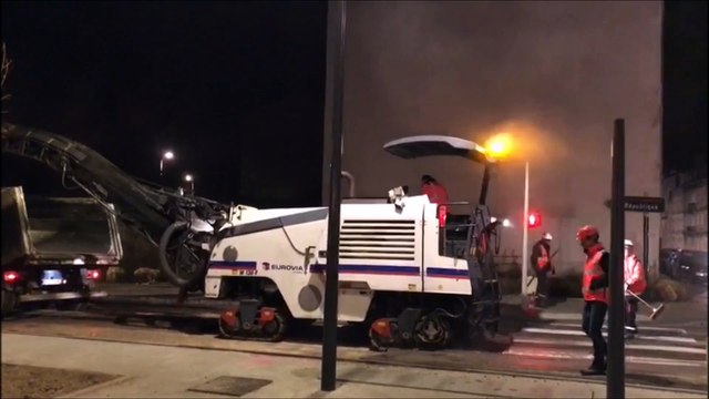 Nancy : travaux de nuit sur la chaussée, rue du Ghetto de Varsovie