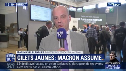 Propos de Macron sur les manifestants: pour Jean-Michel Blanquer, le Président a tenu un "discours républicain normal"