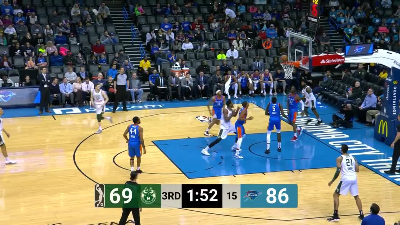 Shevon Thompson Posts 15 points & 10 rebounds vs. Oklahoma City Blue
