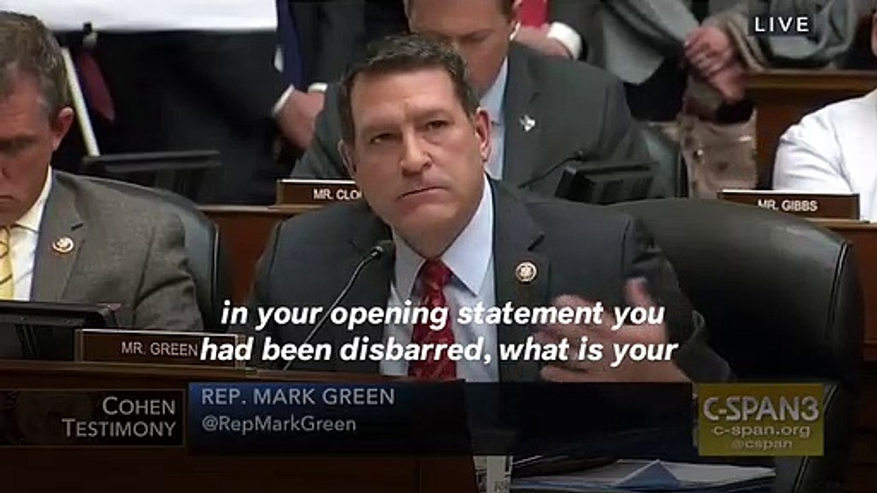 Rep. Mark Green Calls Cohen A 'Fake Witness' Before Asking If He Has A 'Book Deal Coming'