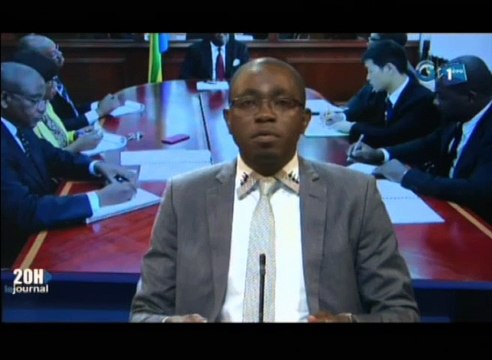 RTG/Construction d’un barrage hydro-électrique dans la province de la Nyanga au sud, le vice-président, Pierre Claver Maganga Moussavou accorde un entretien aux responsables du Groupe delamore et Owl