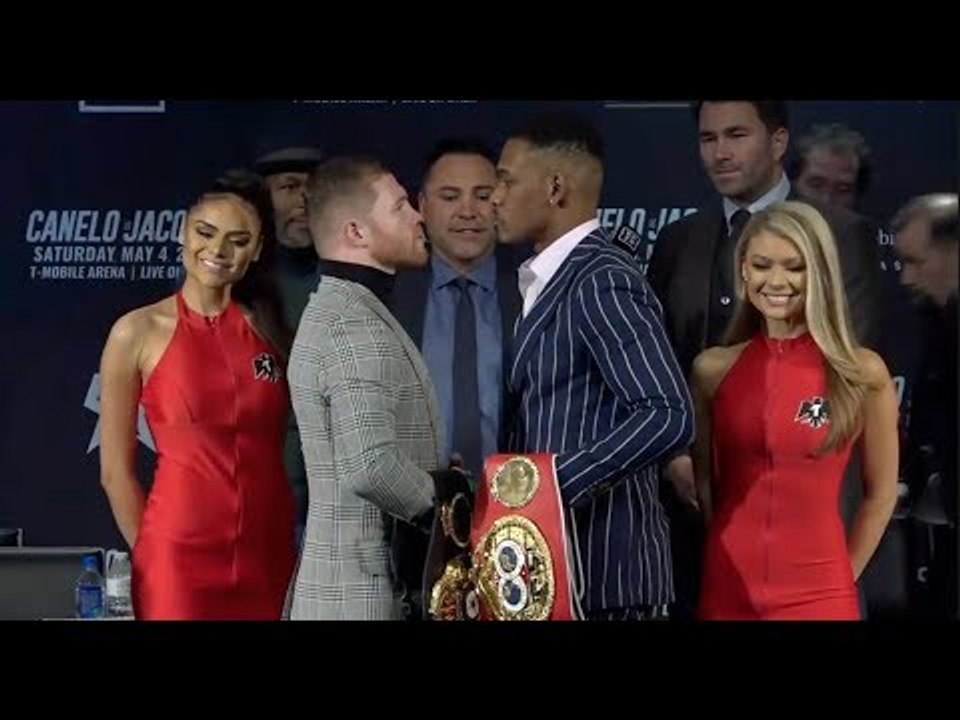 SAUL 'CANELO' ALVAREZ v DANIEL JACOBS - HEAD TO HEAD @ NEW YORK PRESS CONFERENCE / CANELO-JACOBS