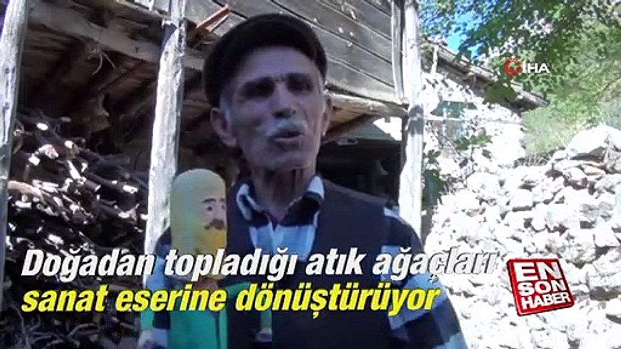 Doğadan topladığı atık ağaçları sanat eserine dönüştürüyor