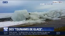 Entre le Canada et les États-Unis, des vagues de glace débordent d'un lac