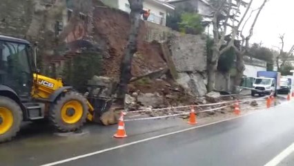 Beykoz'da Bir İstinat Duvarı Çöktü - İstanbul