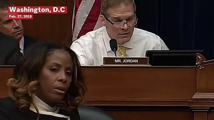 Stacey Plaskett Rolls Eyes In Frustration At Republican Jim Jordan During Cohen Hearing