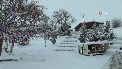 Kapadokya’dan kartpostallık kar manzarası