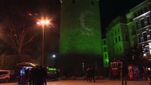 Galata Kulesi yeşil ışıkla aydınlatıldı - İSTANBUL