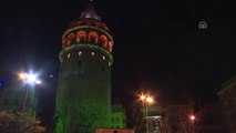 Galata Kulesi Yeşil Işıkla Aydınlatıldı - İstanbul