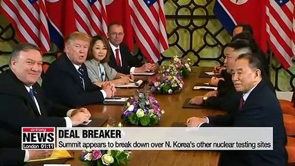 Summit appears to break down over N. Korea's other nuclear testing sites