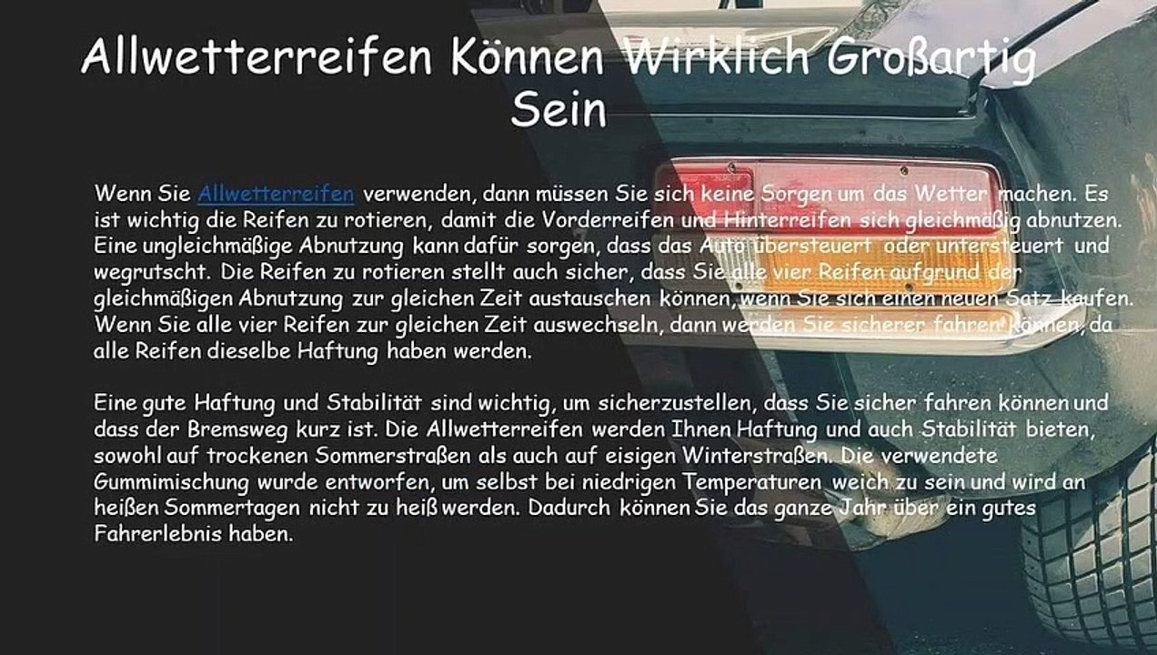 Allwetterreifen Konnen Wirklich GroBartig Sein