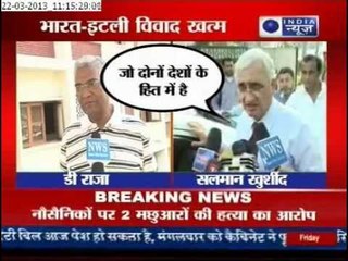 India News: India Did it the Diplomatic Way, Khurshid Right About Italian Marine's return