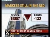 Sensex closes 132 points down in volatile trading