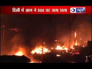 Massive fire breaks out at Bawana slum cluster, no casualty reported.