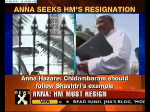 Anna Hazare demands Chidambaram's resignation