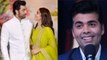 Alia Bhatt blushes after teasing by Karan Johar with Ranbir Kapoor's name | FilmiBeat