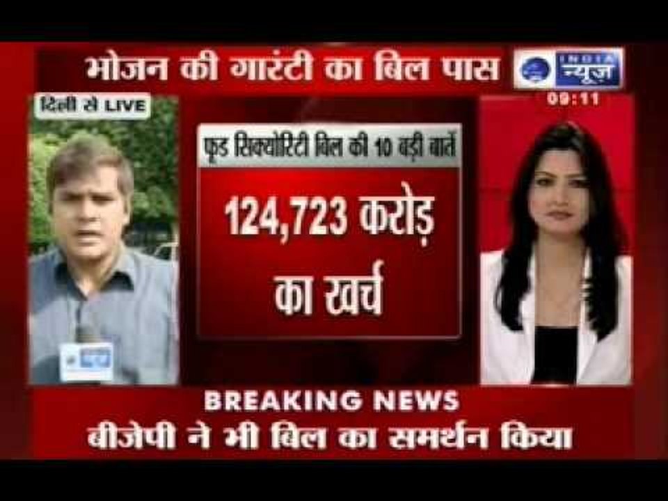 India News : Food Security Bill passed in Lok Sabha, BJP calls it 'vote security bill'