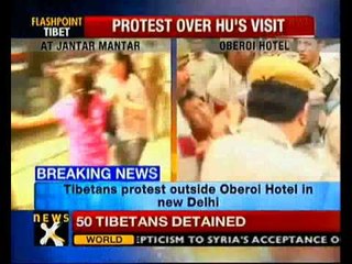 Tibetans protest Hu Jintao's India visit- NewsX