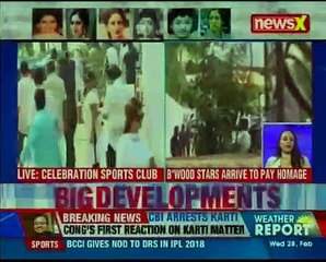 B'Town loses 'Chandni' forever,actors arrive at Mumbai's Celebration Sports Club