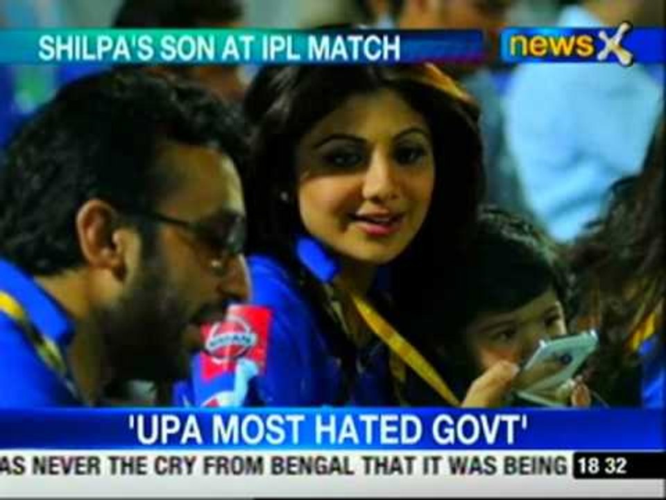 Shilpa's son makes first public outing, enjoys IPL