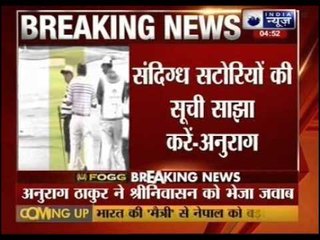 Anurag Thakur written to N Srinivasan in response to bookie allegations