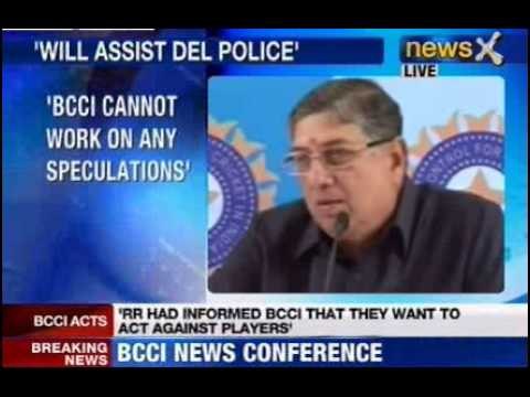 News X : BCCI Press Conference over IPL 2013 Spot Fixing Scandal.