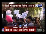 NSUI students protest against Subramanian Swamy outside Delhi University