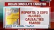 Indian Consulate Targeted: Three cops injured, Causalties feared