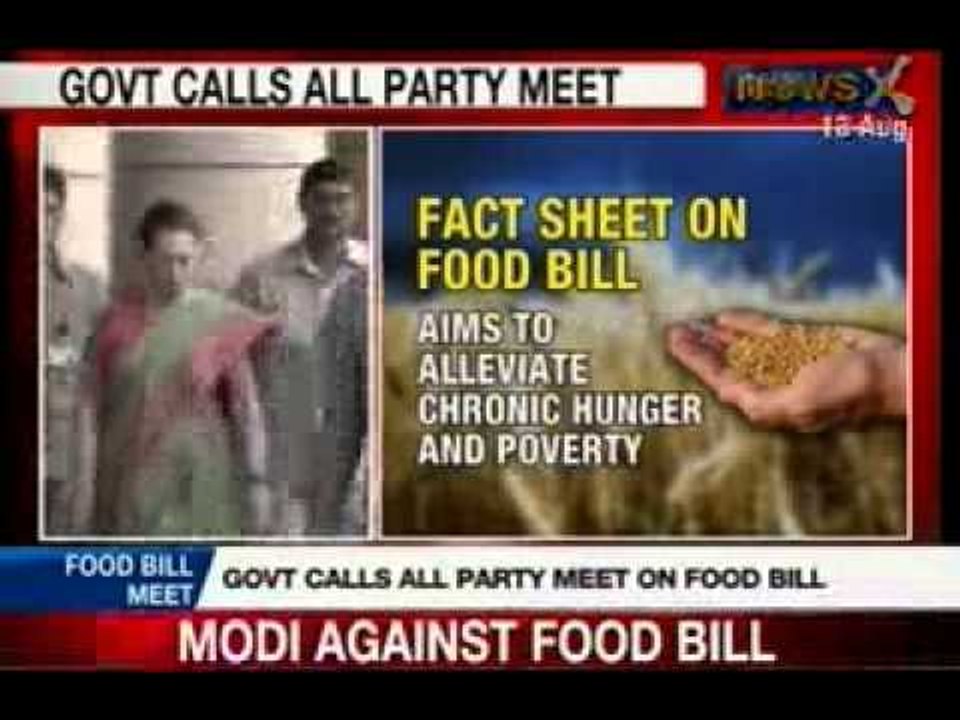 NewsX: Government calls all Party Meet to discuss Food Security Bill