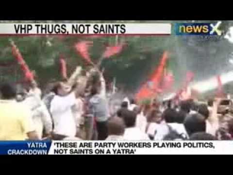 News X: VHP activists protest at Jantar Mantar over ban on Yatra