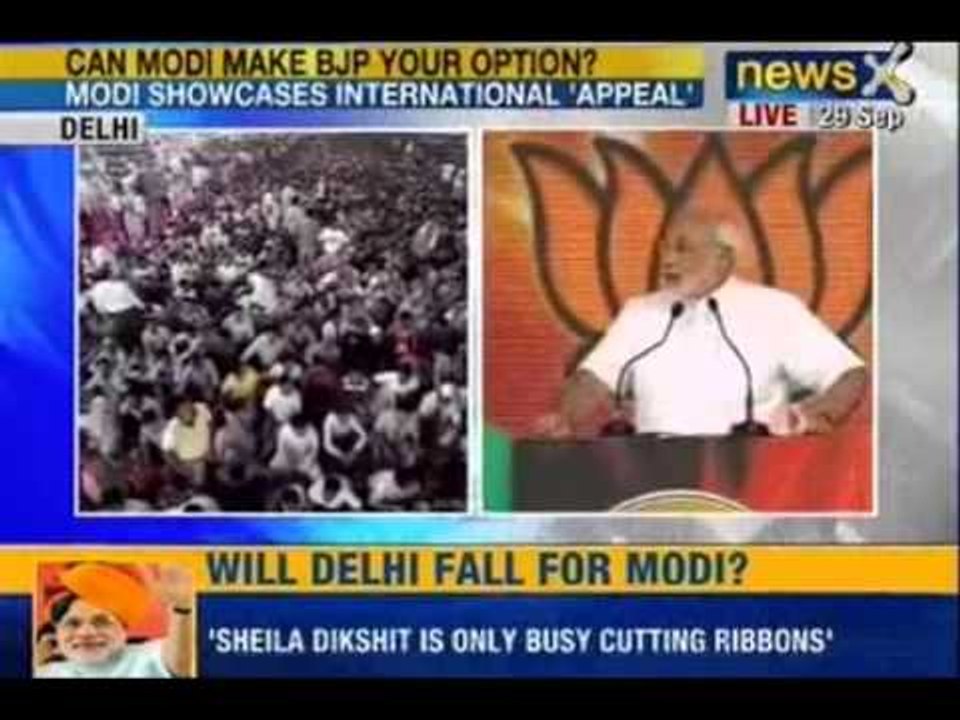 Narendra Modi addresses rally: Modi says, Sheila Dikshit is reduced to ribbon-cutting Chief Minister