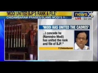 NewsX : 'Modi has united the rank and file of BJP' says Finance Minister P.Chidambaram