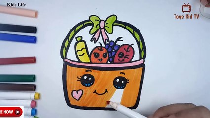 How to draw a Kawaii fruit basket for children - Kids life