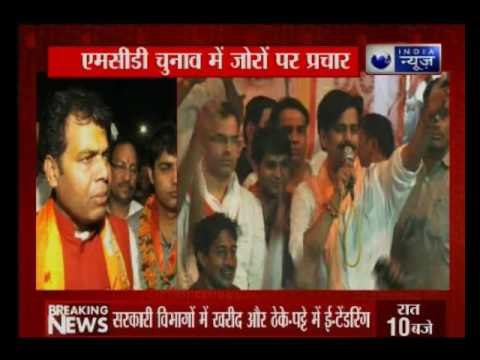 Actor turned politician Ravi Kishan and Srikant Sharma campaign for Delhi's BJP MCD poll