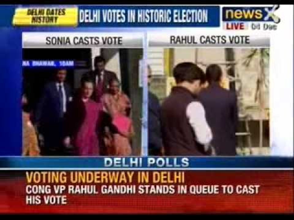 Delhi Assembly elections 2013 : Priyanka, Rahul Gandhi cast votes - NewsX