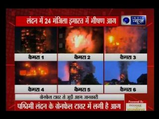 Massive fire in 24 storey building at Latimer Road London, England