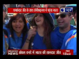 Fans celebrating the victory of India in London Oval, England