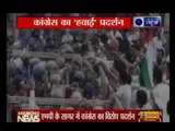 Congress worker strucked in air while protesting in Sagar, Madhya Pradesh