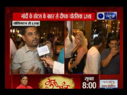 Supporters chanting Modi, Modi as Pm Modi's plane arrives at the Andrews Air Force base