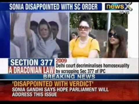 Sonia Gandhi expresses disappointment over Supreme Court verdict on homosexuality - NewsX