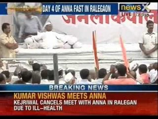 Download Video: AAP leader Kumar Vishwas meets Anna in Ralegan Siddhi - NewsX