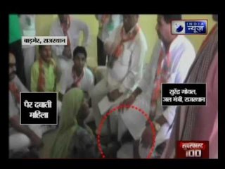 After floods in Rajasthan; woman falls at Water Minister’s feet, pleads for help