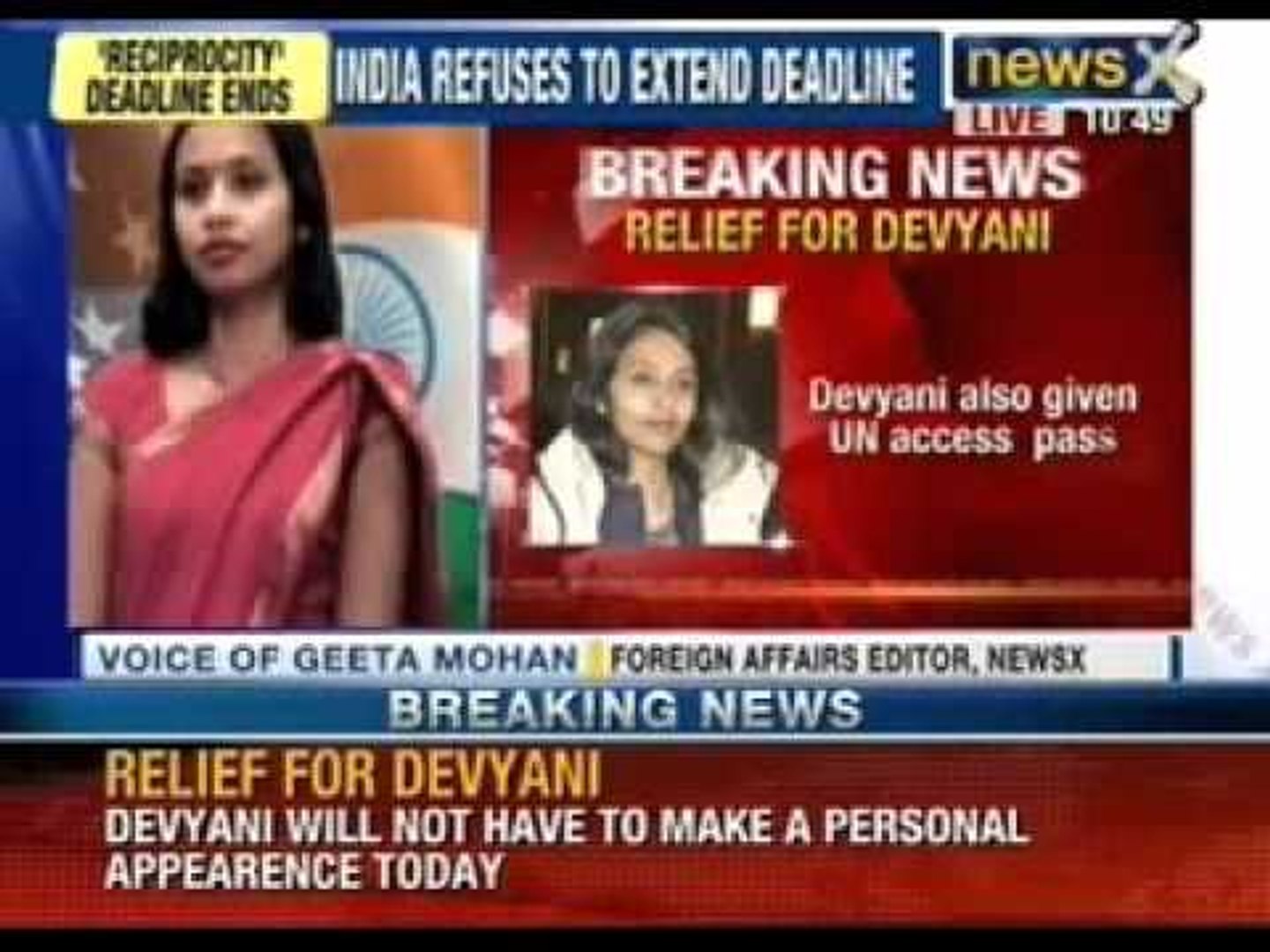 Breaking News: Relief for Devyani, not to make personal appearance in US Court.
