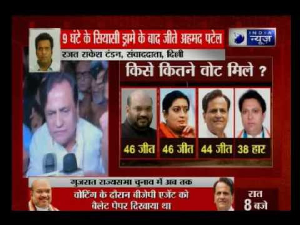 Congress leader Ahmed Patel wins Gujarat RS elections for the fifth time