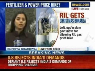 RIL gets christmas bonanza. Left, opposition slam government move allowing RIL gas price hike