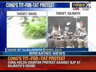 Congress holds counter protest against BJP at Rajnath's house - NewsX