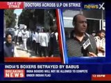 Junior doctors in protest against alleged thrashing of junior doctors in Kanpur