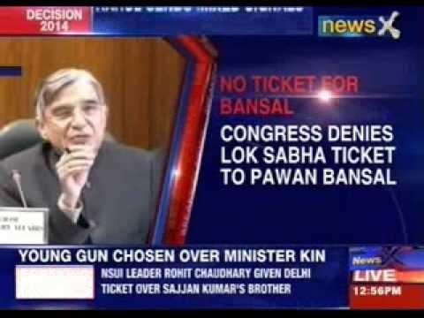 Congress denies Lok Sabha ticket to Pawan Bansal