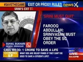 Srinivasan must obey Supreme court's order and quit says Farooq Abdullah